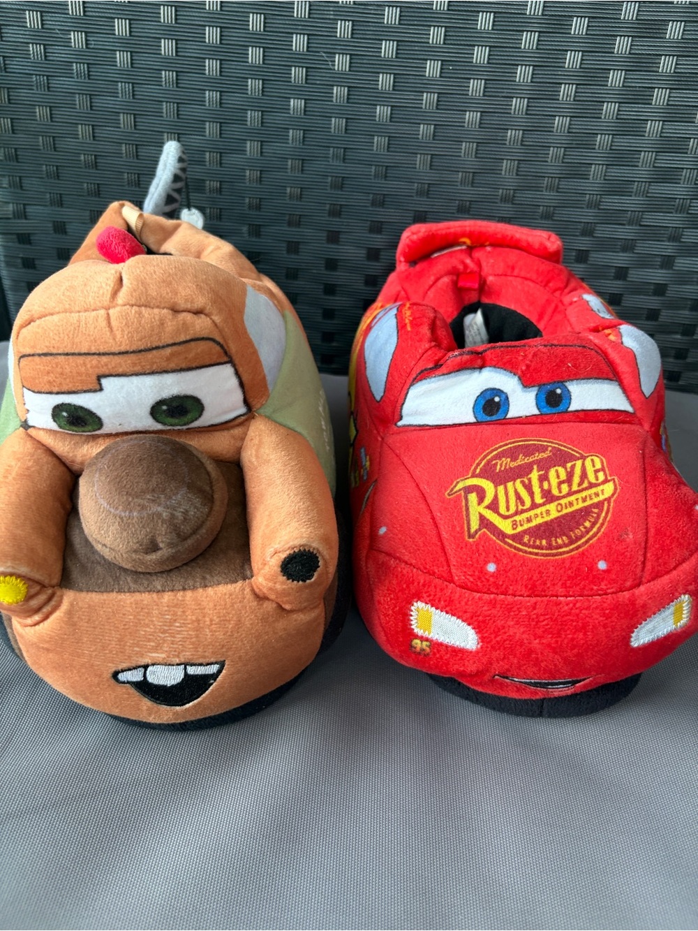 Cars Lightning McQueen & Mater Plush Kids Slippers - Red & Brown